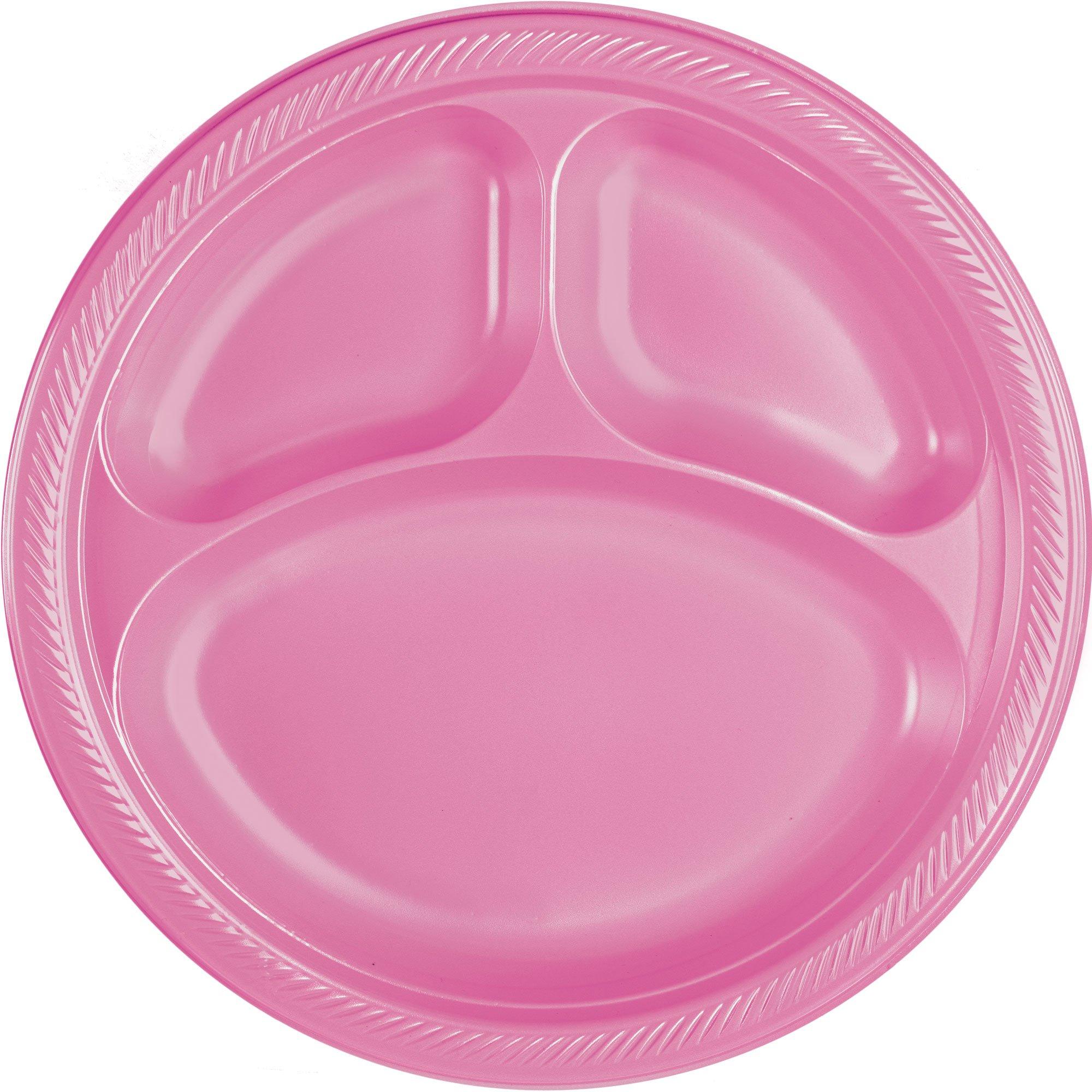 Pink Plastic Divided Dinner Plates 20ct Party City